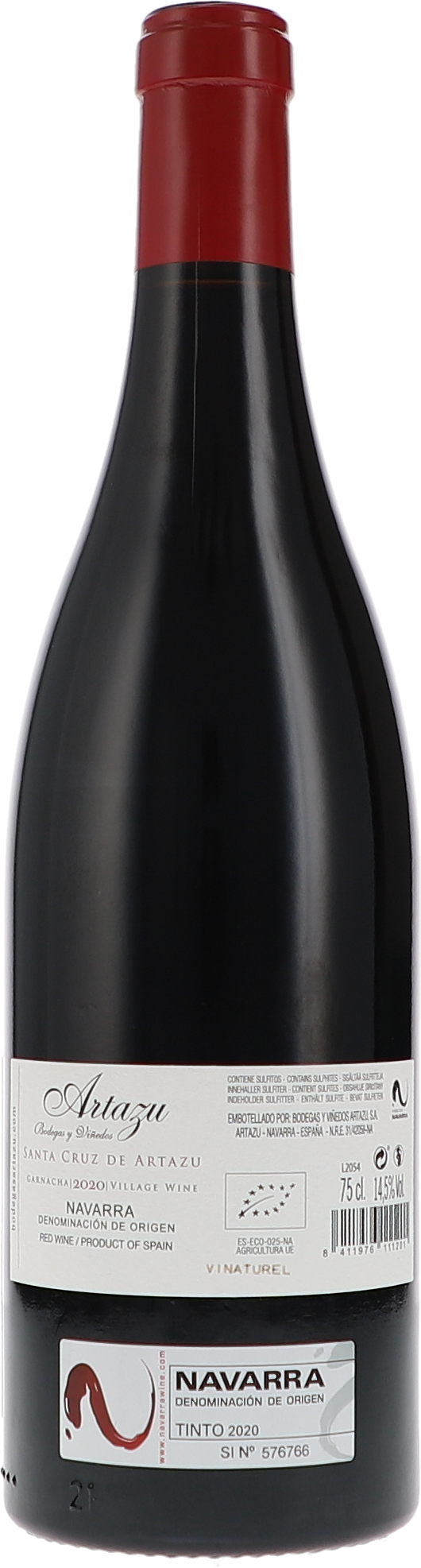 Artazu Santa Cruz de Artazu tinto 2020, 750ml bottle, back label view