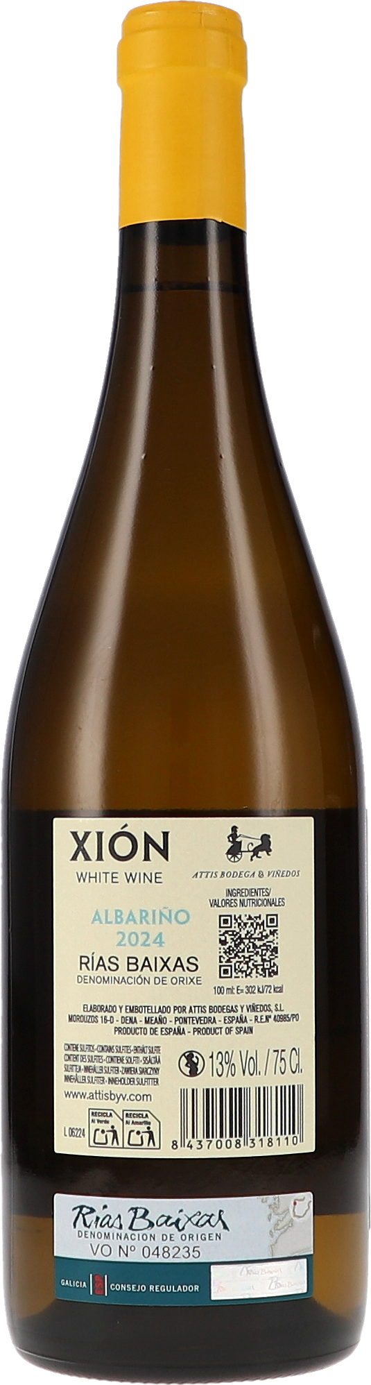 Attis Bodegas y Vinedos Xión 2024, 750ml bottle, back label view