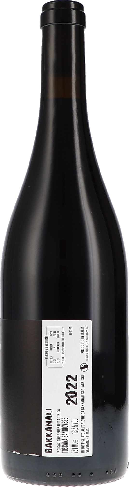 Bakkanali Bakkanali K Monte Amiata 2022, 750ml bottle, back label view