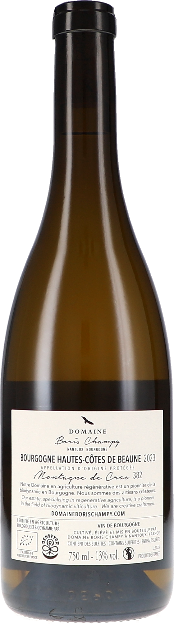 Boris Champy Bourgogne Hautes-Côtes de Beaune blanc Montagne 382 2023, 750ml bottle, back label view