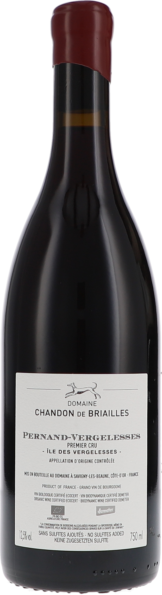 Chandon de Briailles Pernand-Vergelesses 1er Cru Île des Vergelesses 2021, 750ml bottle, back label view