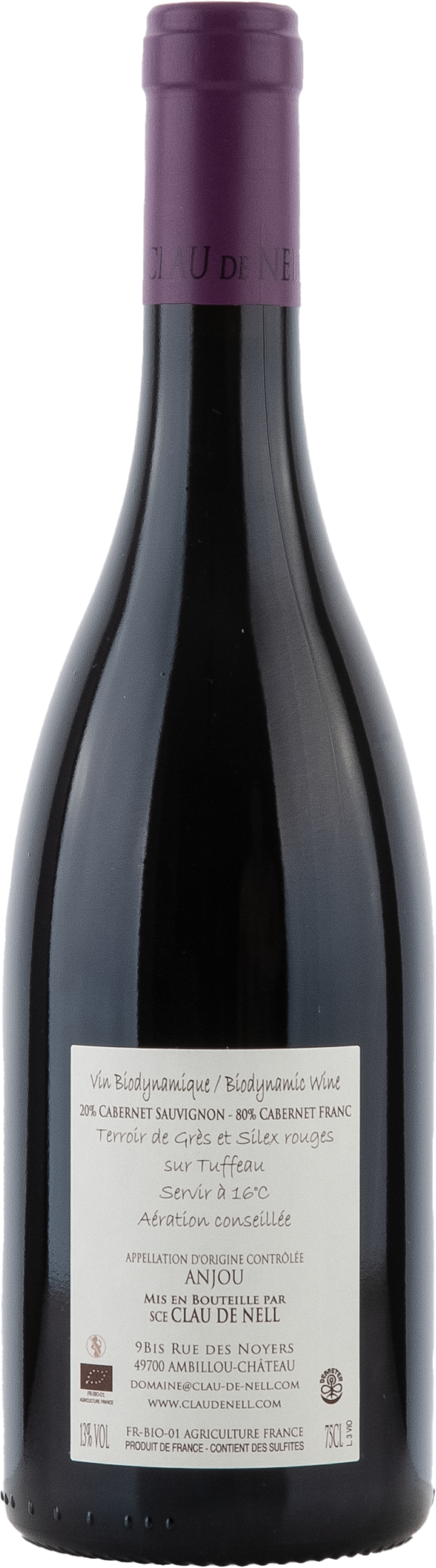Clau de Nell Violette 2019, 750ml bottle, back label view