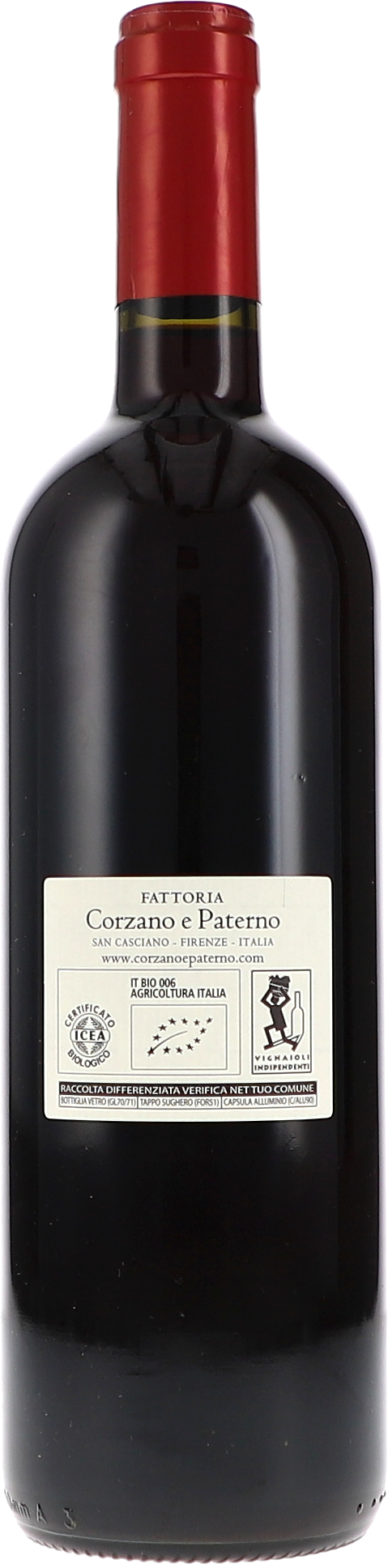 Corzano e Paterno I Tre Borri 2020, 750ml bottle, back label view
