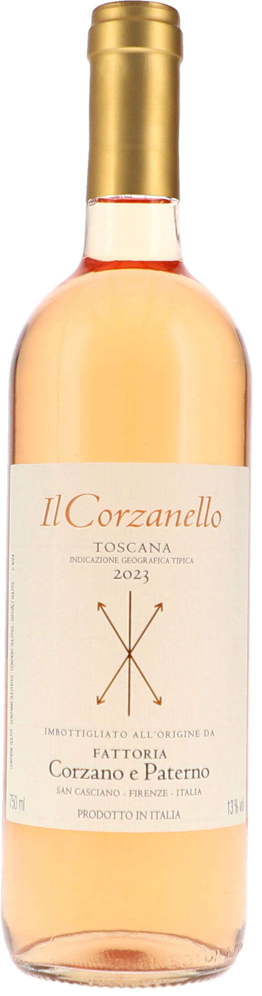 Corzano e Paterno Il Corzanello Rosato 2023, 750ml bottle, front label view