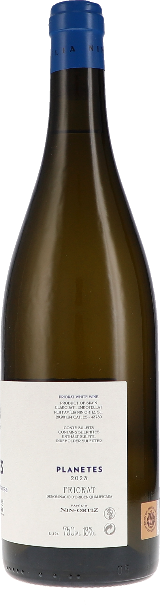 Familia Nin Ortiz Planetes blanc 2023, 750ml bottle, back label view