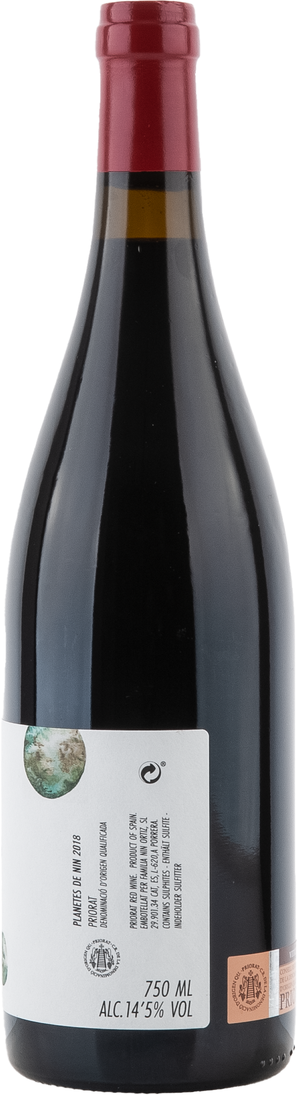 Familia Nin Ortiz Planetes de Nin 2018, 750ml bottle, back label view