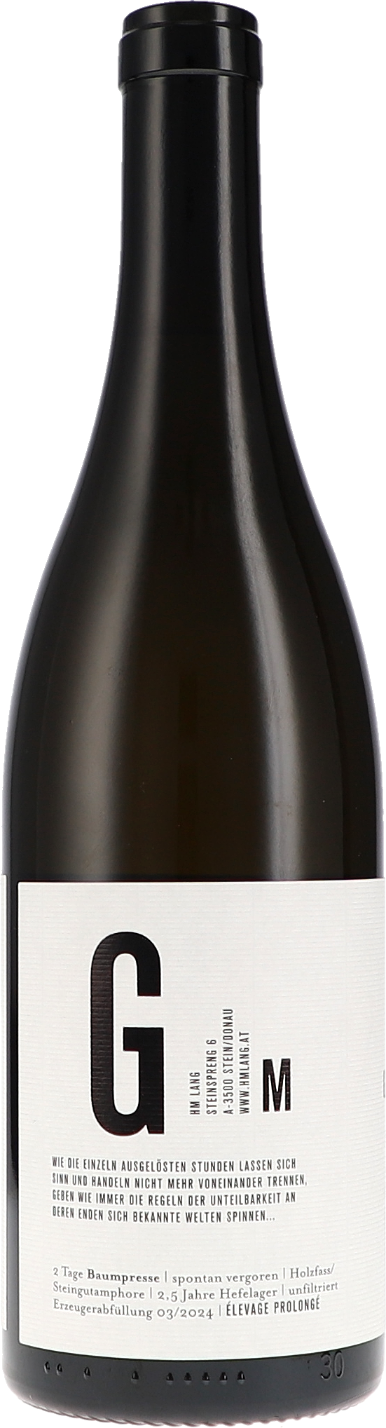 HM Lang Grüner Veltliner Riede Braunsdorfer Fuchs & Dachs 2021, 750ml bottle, back label view 1