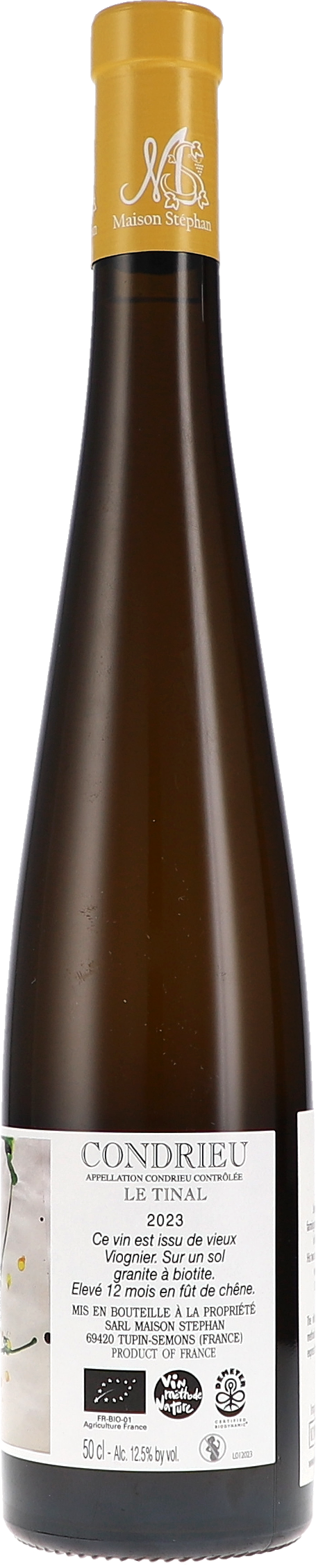 Maison Stephan Condrieu Le Tinal 2023, 500ml bottle, back label view 2