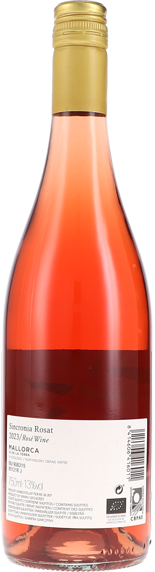 Mesquida Mora Sincronia Rosat 2023, 750ml bottle, back label view