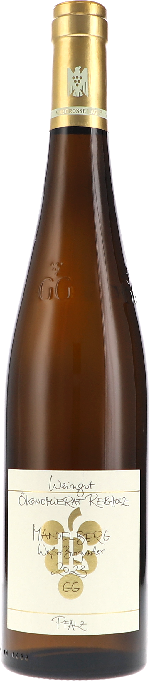 Ökonomierat Rebholz Weisser Burgunder Mandelberg GG 2023, 750ml bottle, front label view