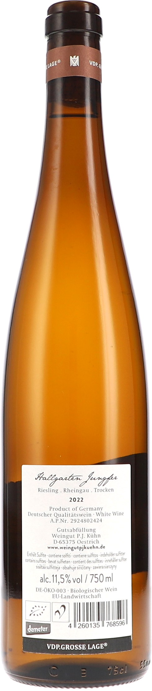 Peter Jakob Kühn Riesling Jungfer Grosses Gewächs 2022, 750ml bottle, back label view