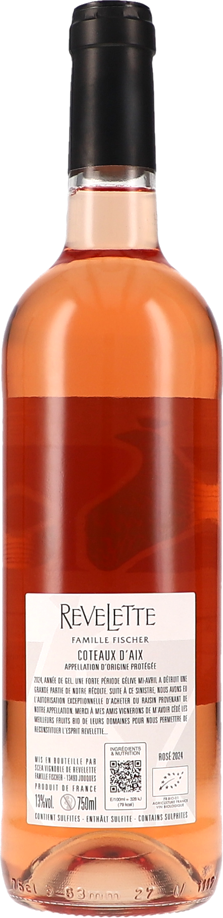 Revelette Chateau Revelette Rosé 2024, 750ml bottle, back label view