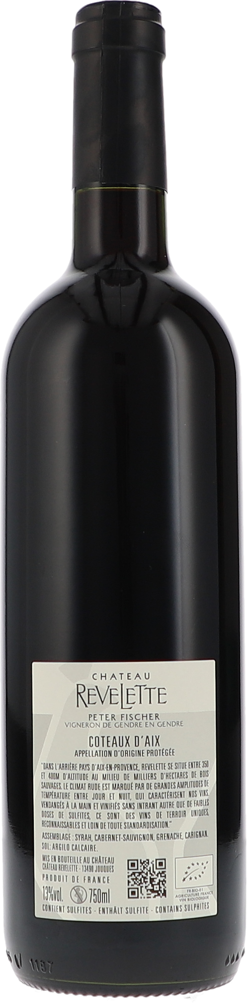 Revelette Chateau Revelette rouge 2021, 750ml bottle, back label view