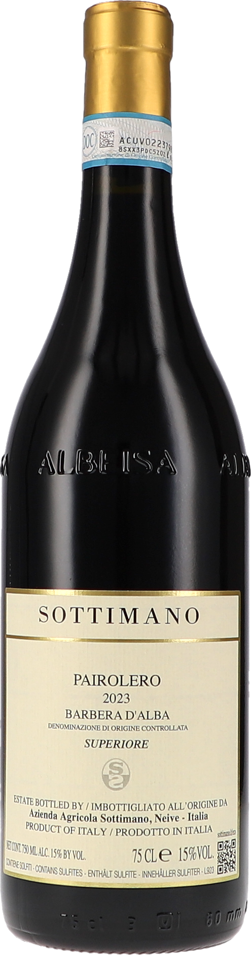 Sottimano Pairolero Barbera d'Alba Superiore 2023, 750ml bottle, front label view