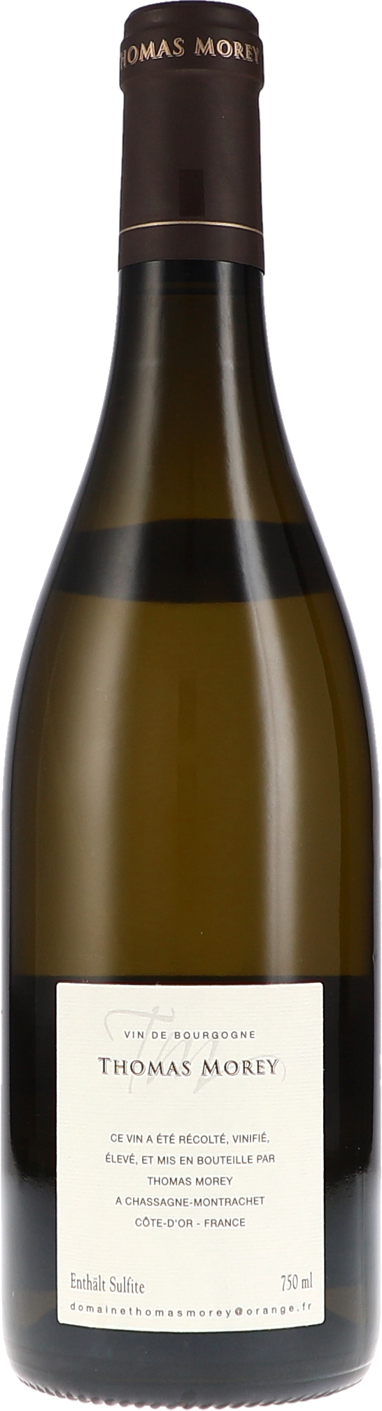 Thomas Morey Chassagne-Montrachet 1er Cru Les Embrazées 2023, 750ml bottle, back label view