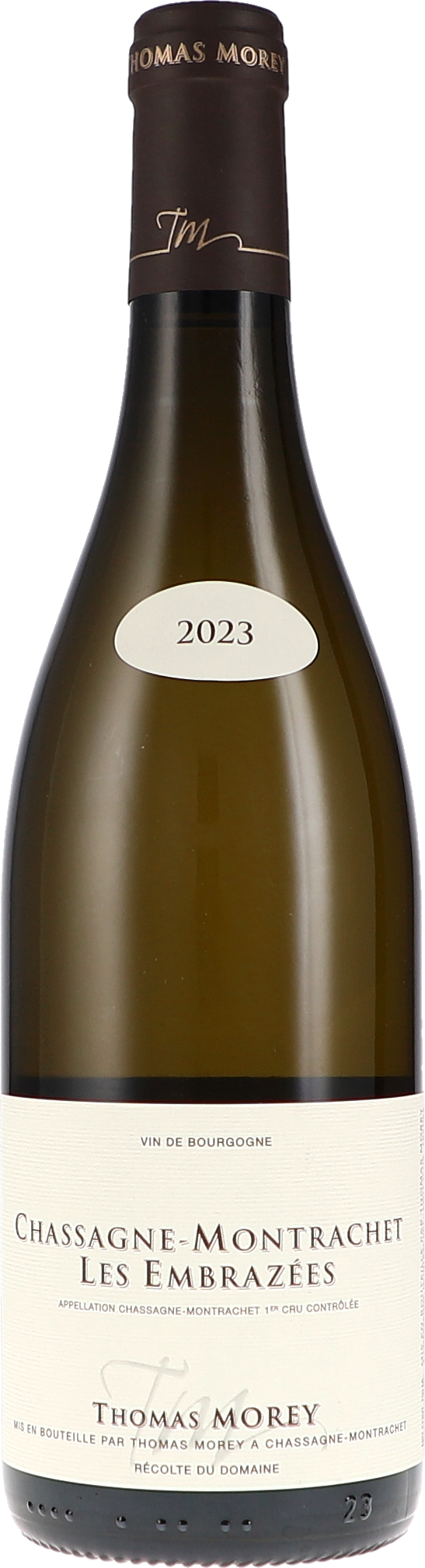 Thomas Morey Chassagne-Montrachet 1er Cru Les Embrazées 2023, 750ml bottle, front label view