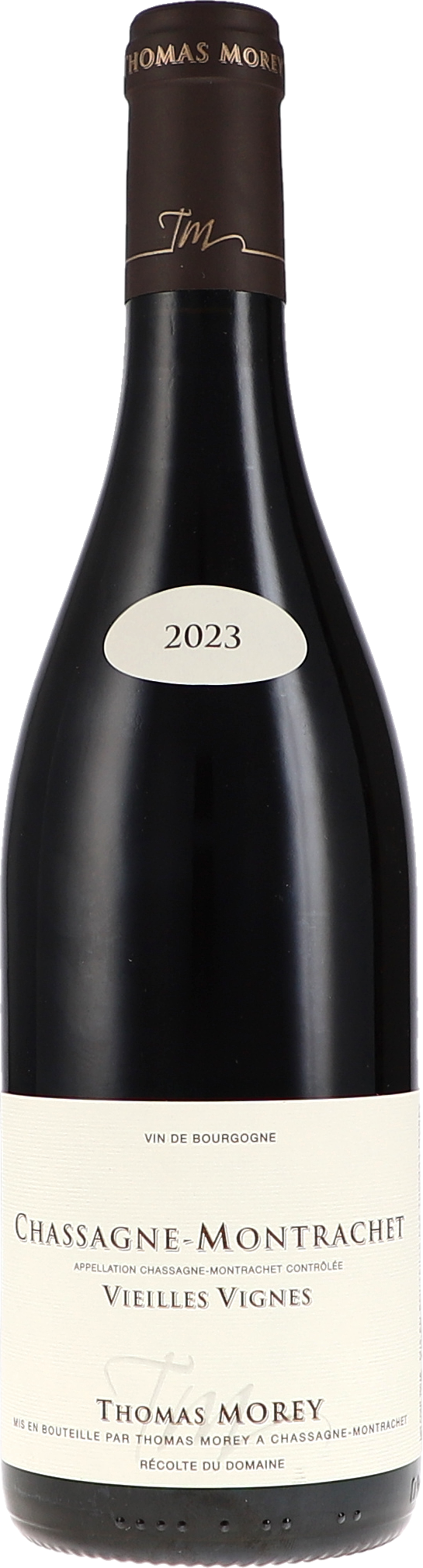 Thomas Morey Chassagne-Montrachet Vielles Vignes rouge 2023, 750ml bottle, front label view