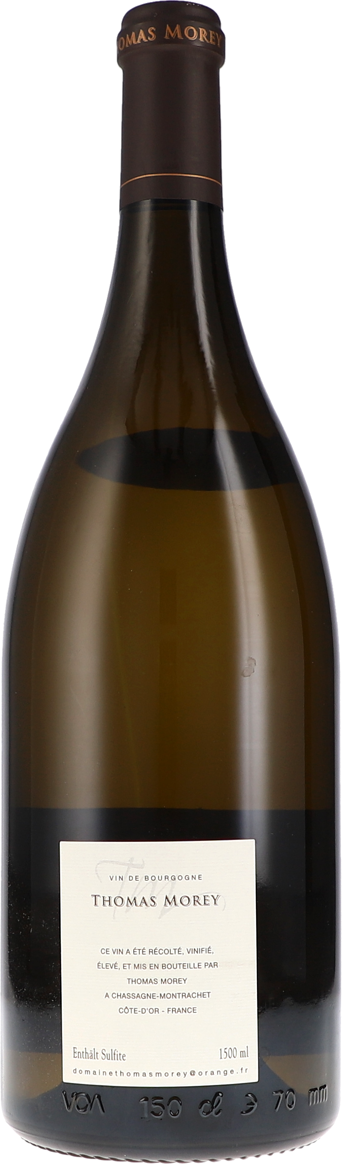 Thomas Morey Chassagne-Montrachet blanc 2023, 1500ml bottle, back label view