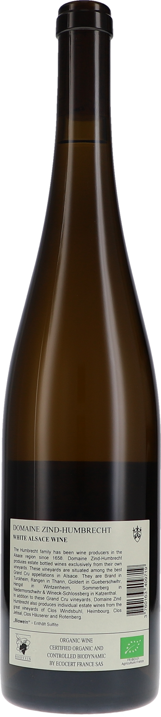 Zind-Humbrecht Gewürztraminer Hengst Grand Cru 2022, 750ml bottle, back label view