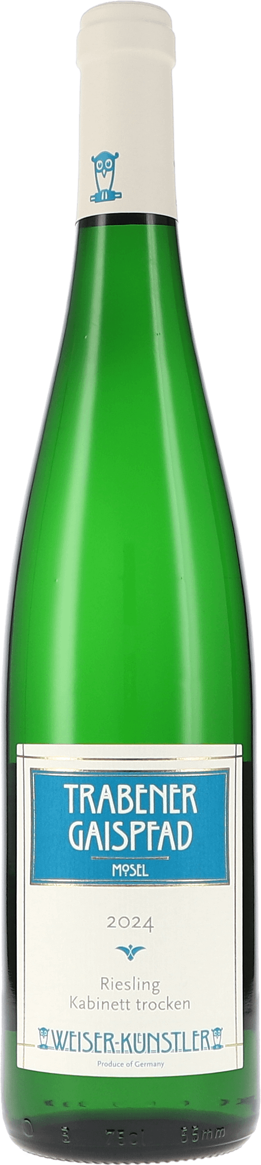 Weiser-Künstler Trabener Gaispfad Riesling Kabinett 2024, 750ml bottle, front label view