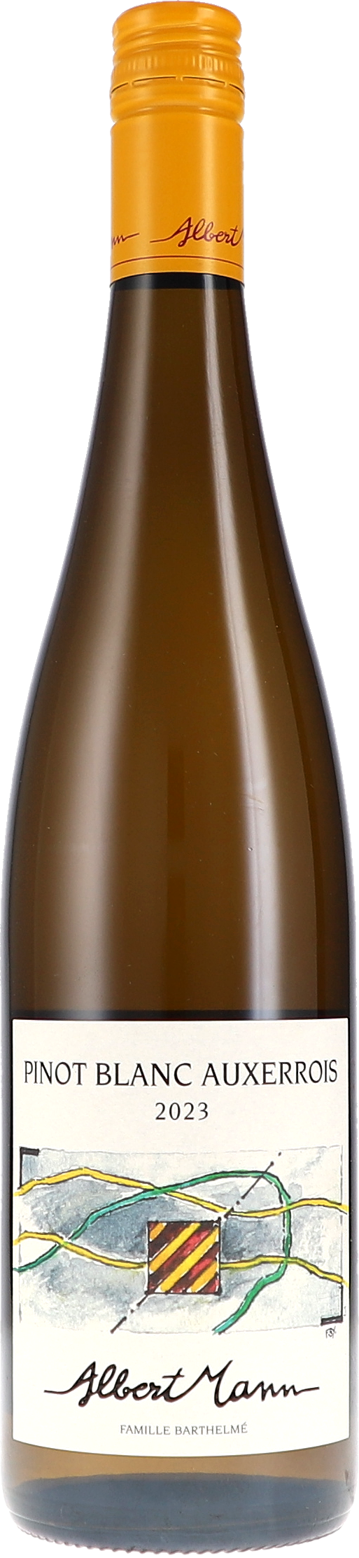 Albert Mann Pinot blanc Auxerrois 2023, 750ml bottle, front label view