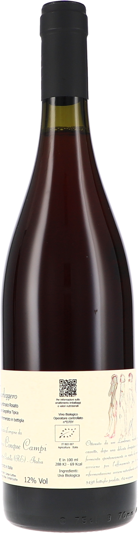 Cinque Campi Fuorleggero Rosato Frizzante Lambrusco 2023 750ml Foto 3