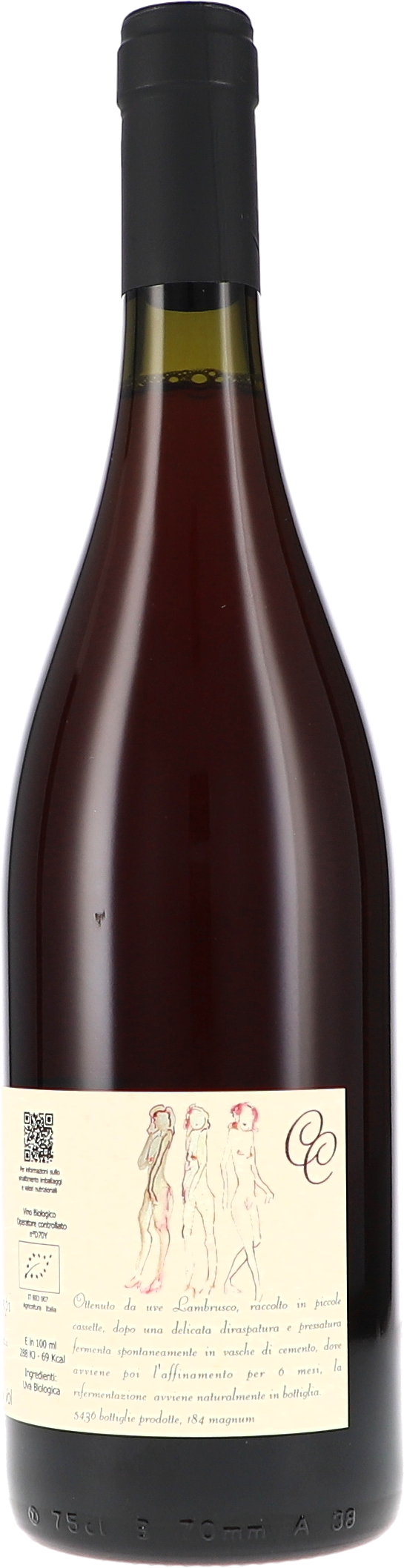 Cinque Campi Fuorleggero Rosato Frizzante Lambrusco 2023, 750ml Flasche, Ansicht Frontetikett