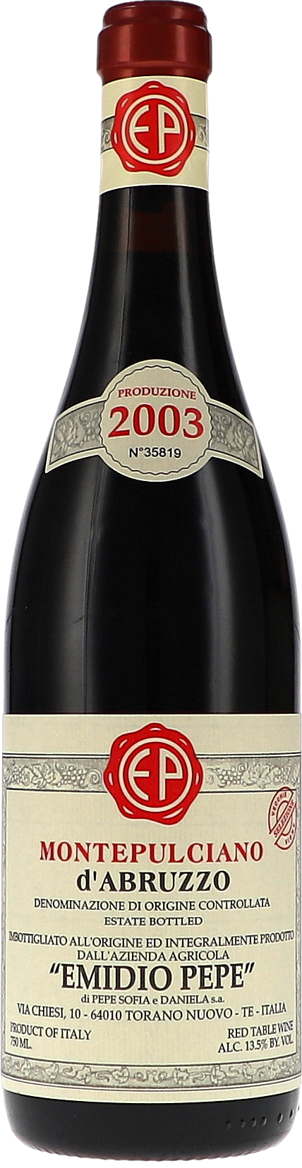 Emidio Pepe Montepulciano d'Abruzzo Selezione Vecchie Vigne 2007, 750ml bottle, front label view
