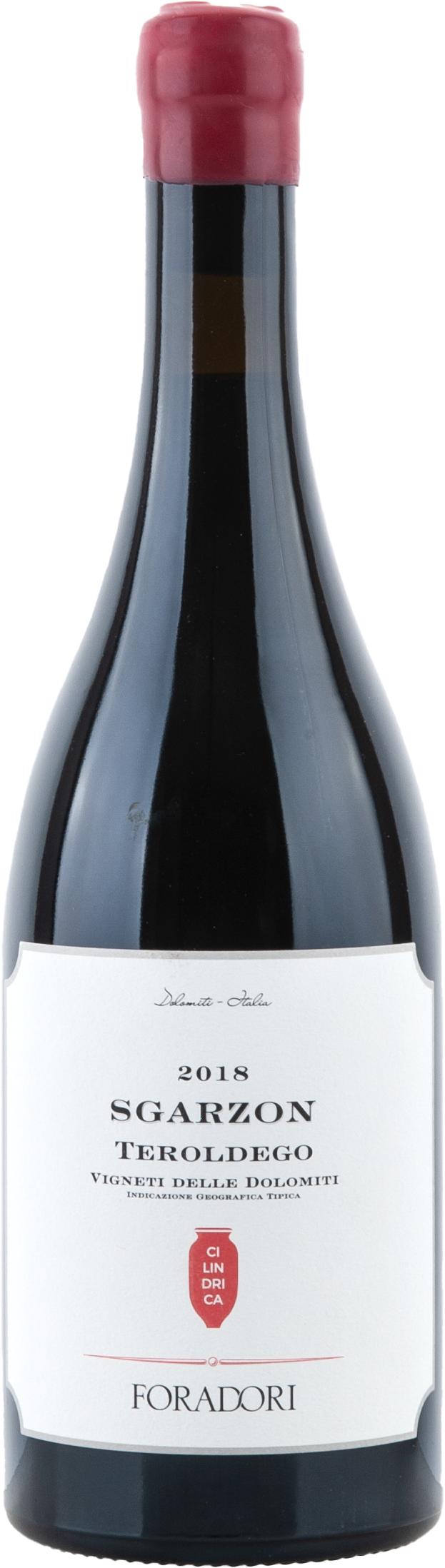 Foradori Sgarzon Cilindrica Teroldego 2018, 750ml Flasche, Ansicht Frontetikett