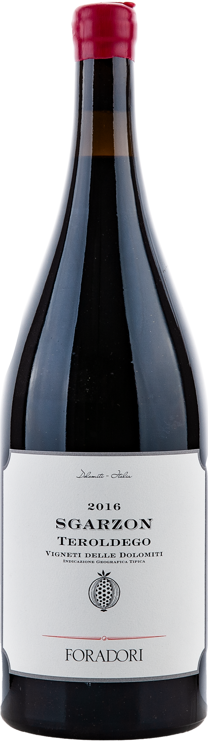 Foradori Sgarzon Teroldego 2016, 1500ml Flasche, Ansicht Frontetikett