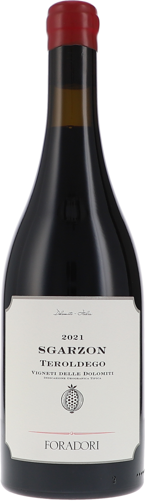 Foradori Sgarzon Teroldego 2021, 750ml Flasche, Ansicht Frontetikett