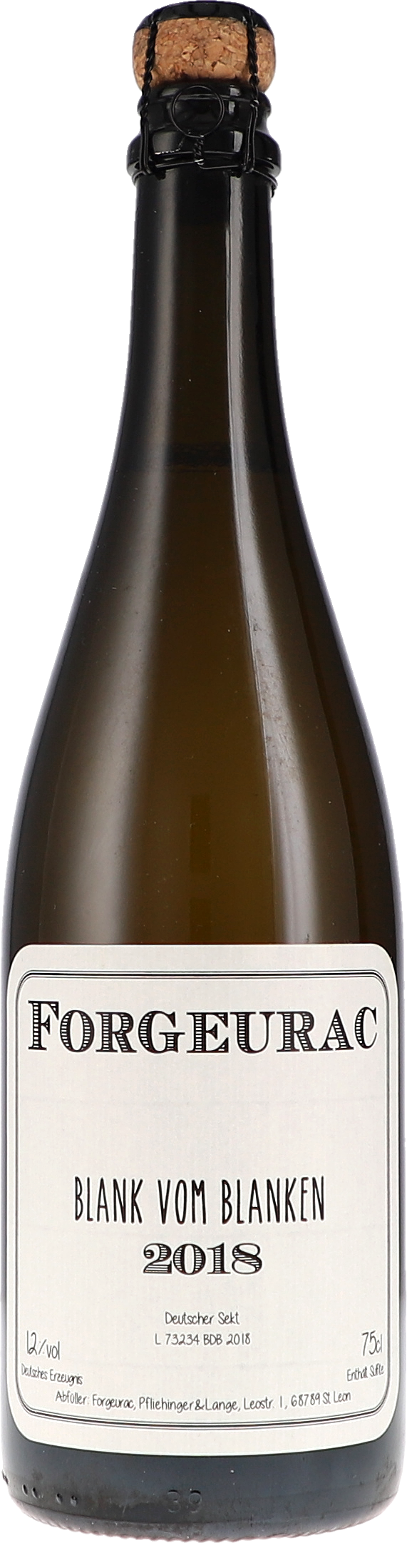 Forgeurac Blank vom Blanken Sekt 2018, 750ml Flasche, Ansicht Frontetikett