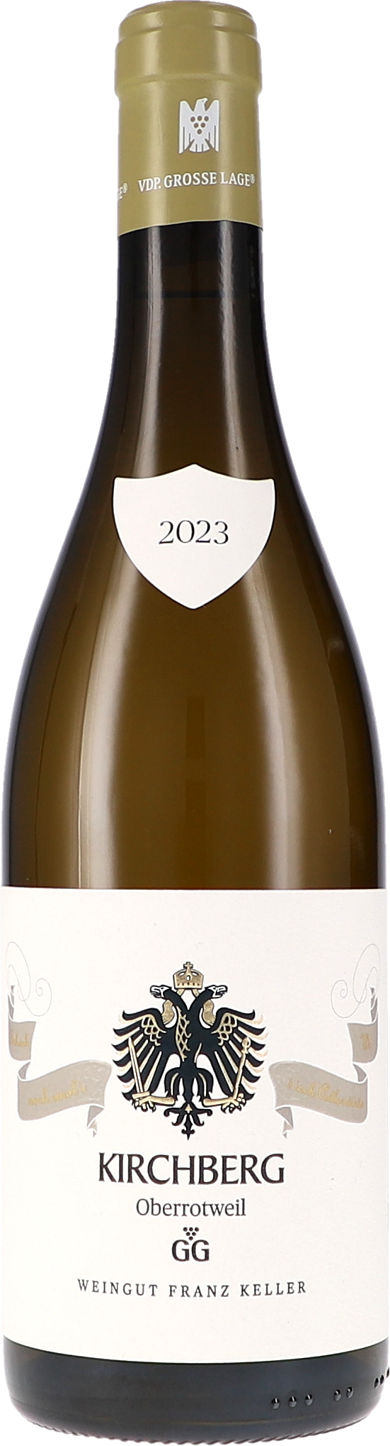 Franz Keller Kirchberg Oberrotweil Chardonnay GG 2023, 750ml Flasche, Ansicht Frontetikett