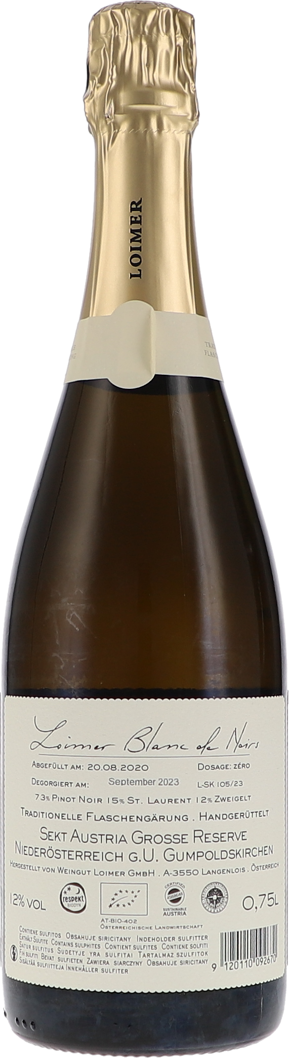 Loimer Gumpoldskirchen Grosse Reserve blanc de Noirs Brut Nature 750ml Foto 2