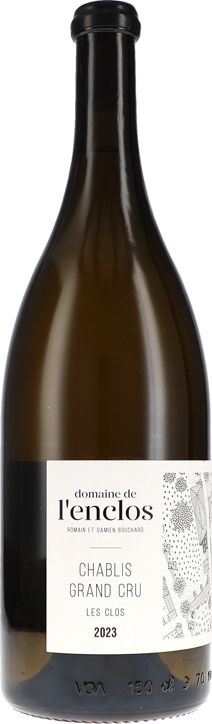 de l'Enclos Chablis Grand Cru Les Clos 2023, 1500ml Flasche, Ansicht Frontetikett