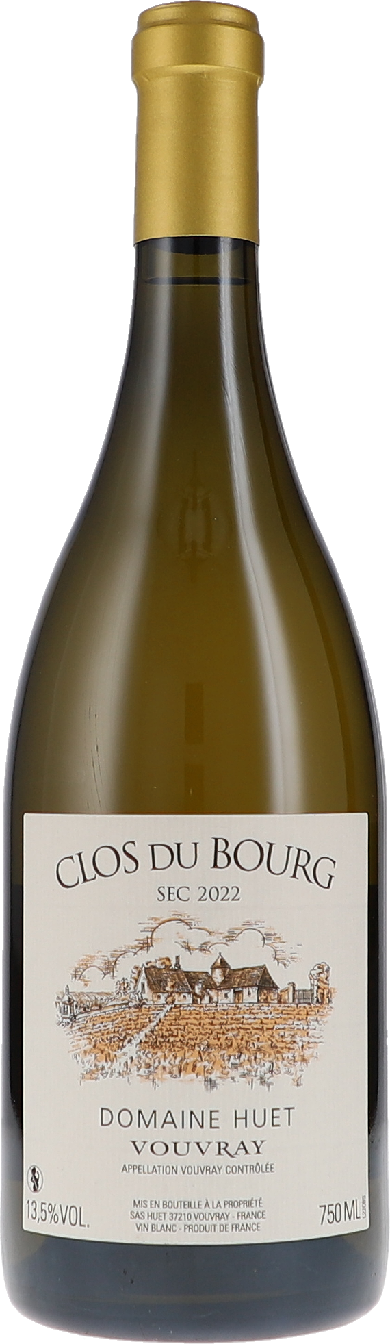 Huet Clos du Bourg sec 2024, 750ml bottle, front label view