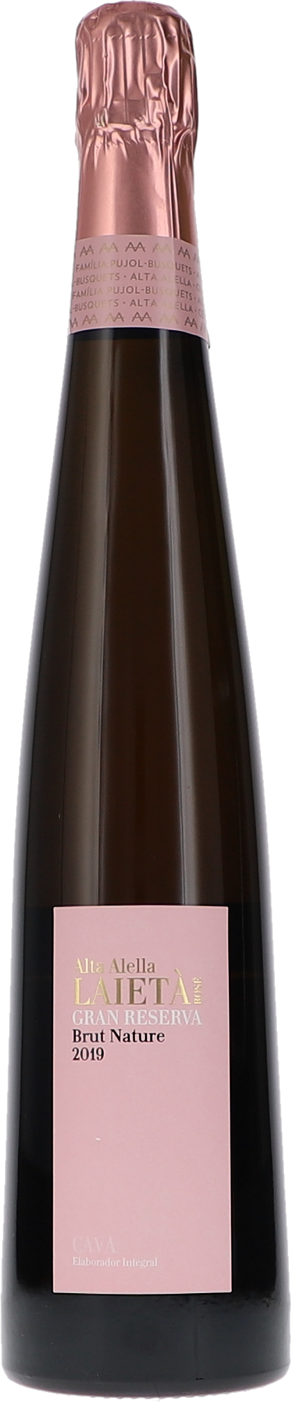 Alta Alella Laietà Rose Gran Reserva Brut Nature 2021, 750ml Flasche, Ansicht Frontetikett