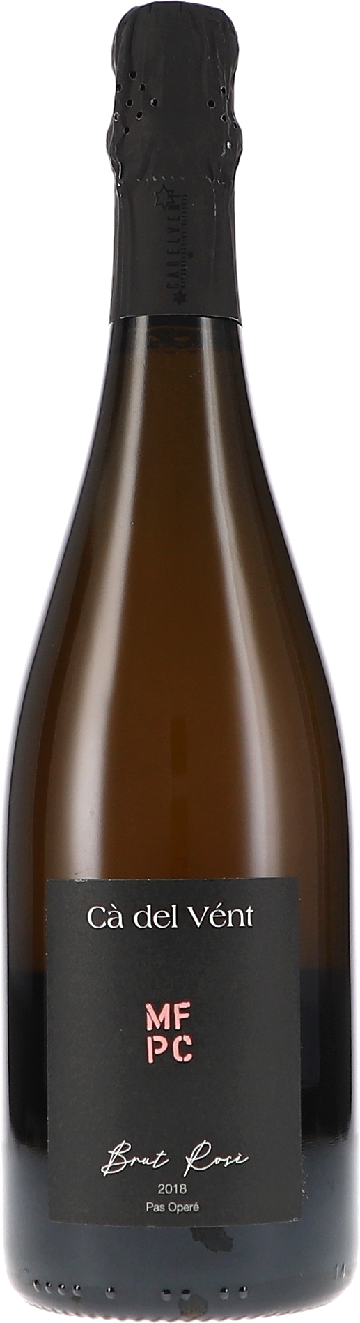 Cà del Vént MFPC Brut Rosé Pas Operé 2018, 750ml Flasche, Ansicht Frontetikett