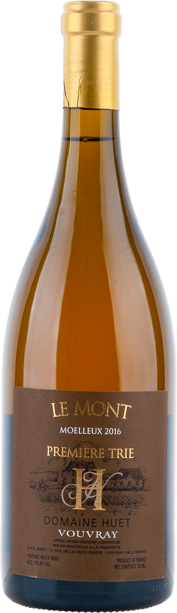 Huet Le Mont Moelleux 1ère Trie 2016, 750ml Flasche, Ansicht Frontetikett