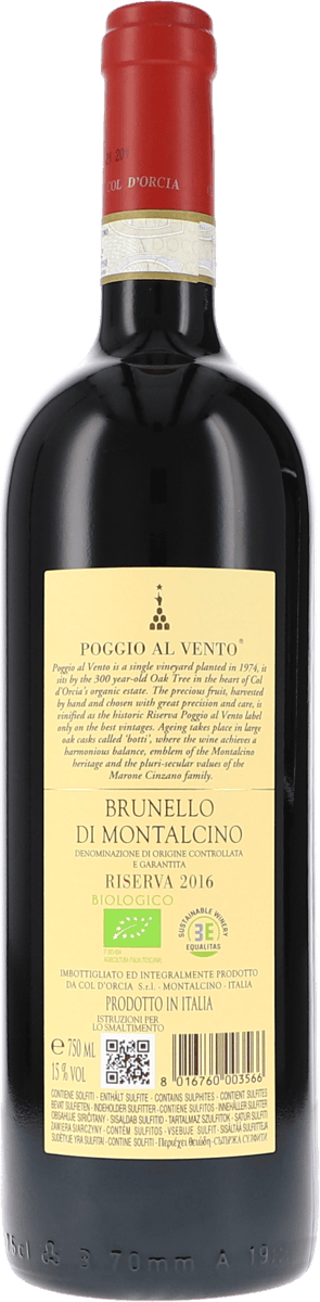 Col d'Orcia Poggio al Vento Brunello di Montalcino Riserva 2016 750ml Foto 2