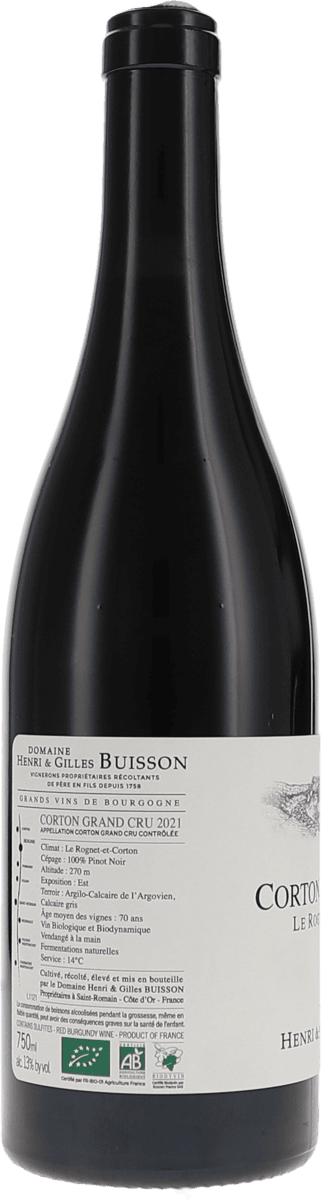 Henri & Gilles Buisson Corton Grand Cru Le Rognet-et-Corton 2021 750ml Foto 2