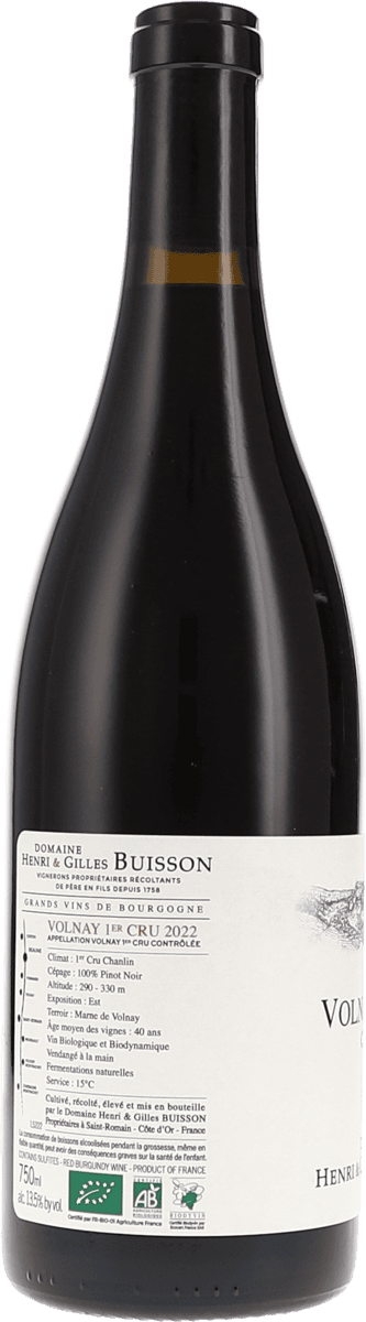 Henri & Gilles Buisson Volnay 1er Cru Chanlin 2022, 750ml Flasche, Foto 2
