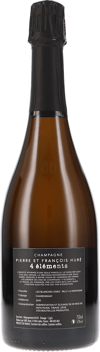 Huré Frères 4 éléments Chardonnay Les blanches Voies Extra Brut 2019, 750ml Flasche, Foto 2