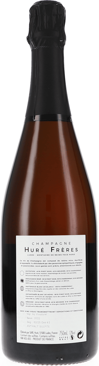 Huré Frères Insouciance Rosé Extra Brut Base 2022 750ml Foto 2