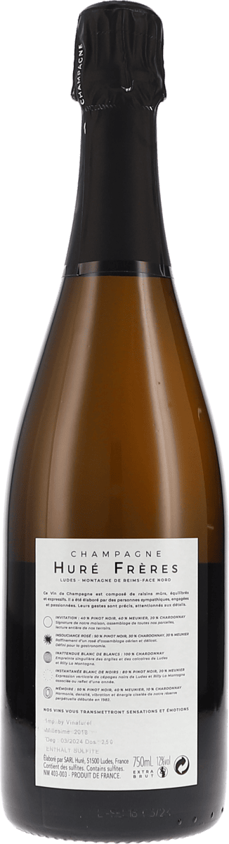 Huré Frères Instantanée blanc de Noirs Extra Brut 2018 750ml Foto 2