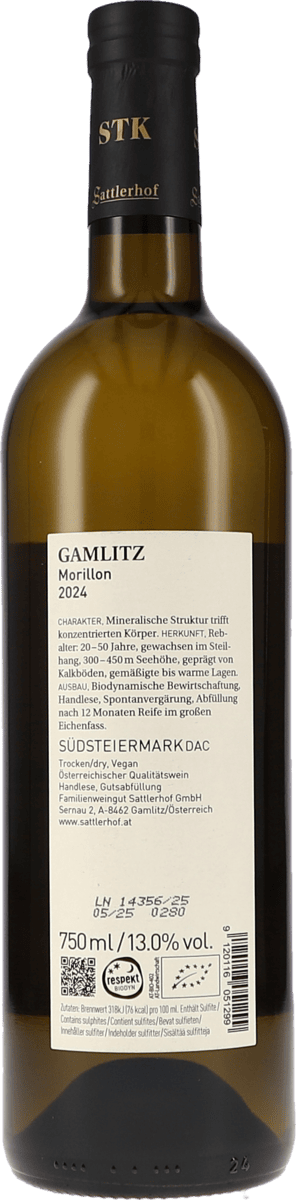 Sattlerhof Gamlitz Morillon 2024, 750ml Foto 2