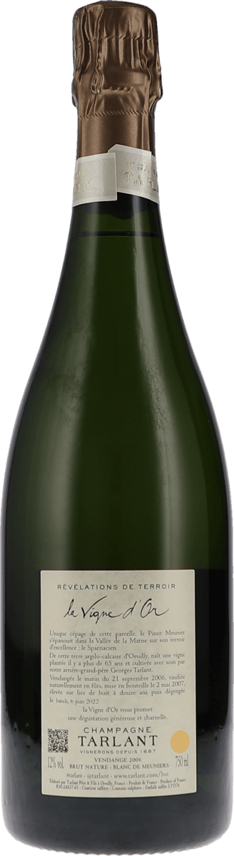 Tarlant La Vigne d'Or Brut Nature blanc de Meuniers 2006 750ml Foto 2