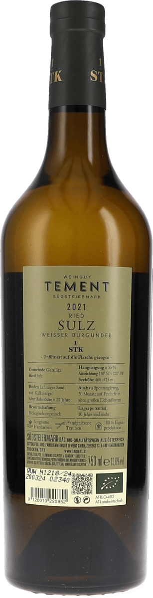 Tement Ried Sulz Weisser Burgunder Erste STK Lage 2021, 750ml Foto 2