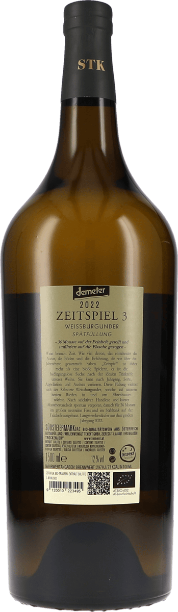 Tement Weisser Burgunder "Zeitspiel 3" 2022, 1500ml Foto 2