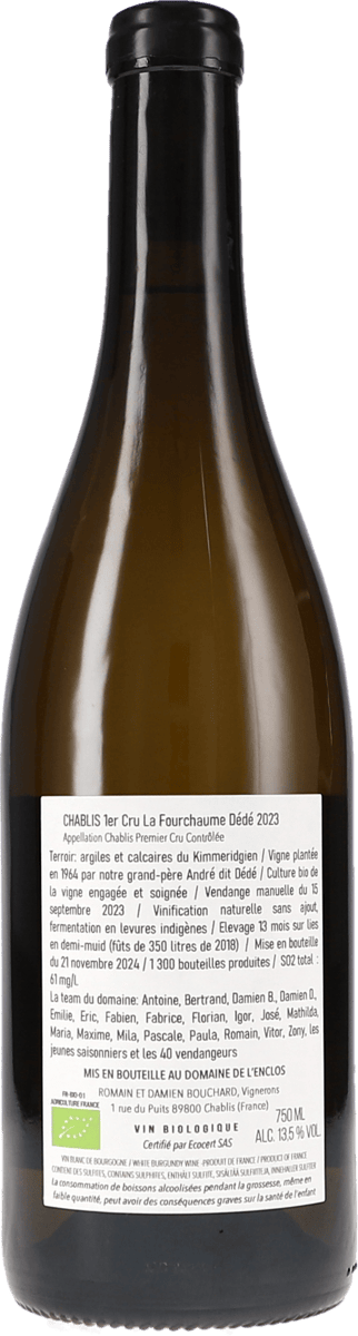 de l'Enclos Chablis 1er Cru La Fourchaume "Dédé" 2023, 750ml Foto 2